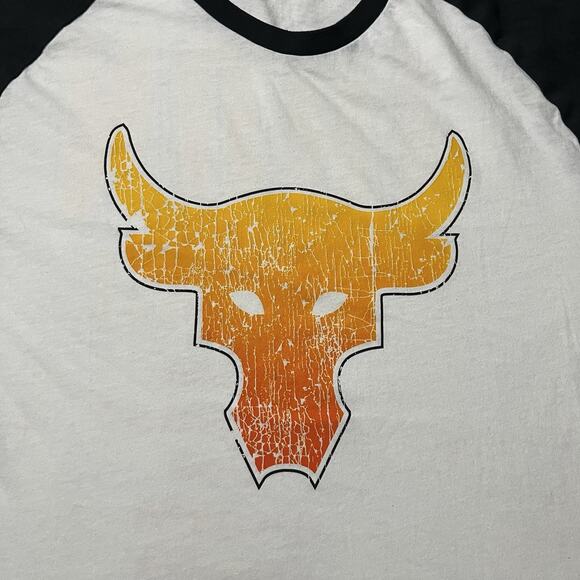 Under Armour Project Rock Shirt Mens L Raglan Baseball Iron Paradise 3/4 Sleeve - Picture 4 of 12